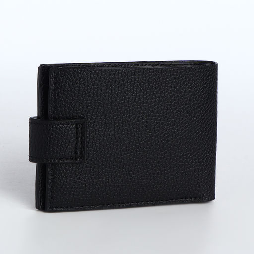 Портмоне мужское на кнопке, отдел для карт, монет, чёрное