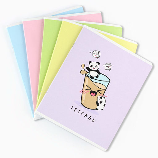 Цена за 3 шт. Тетрадь в клетку, 48 л., А5, на скрепке, блок №1 Панды МИКС - Artfox study фото 2