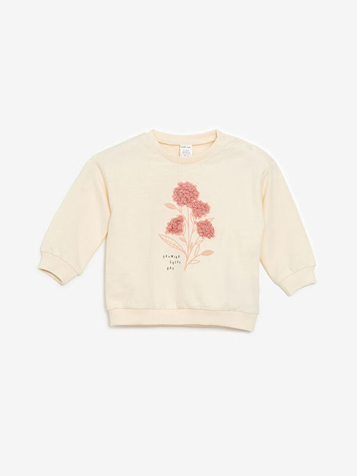 Bisiklet Yaka Bask?l? K?z Bebek Sweatshirt ve E?ofman Alt 2li Tak?m - Waikiki фото 2