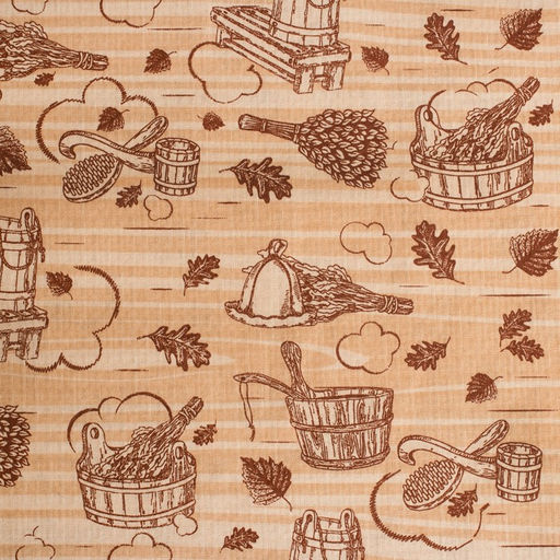 Простыня вафельная для бани «Банька» 145×180 см, 100% хлопок, бежевая