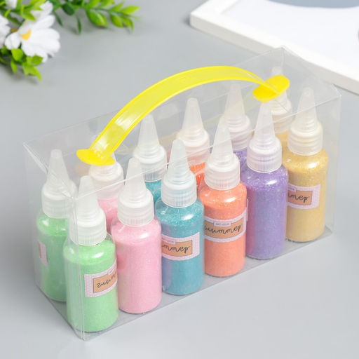 Цена за 12 шт. Глиттер для творчества в бутылочке «Пудра неон», 30 г, 10×2.8×2.8 см, МИКС