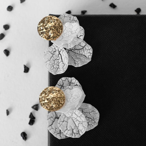 Серьги ассорти «Ветер», бабочка, малые, белые в золоте