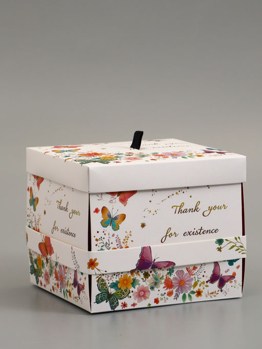 Коробка подарочная "Бабочки, Спасибо" 14,5 х 14,5 х 12,7 см