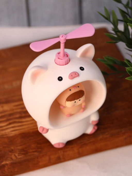 Kопилка - ночник Baby pig fan, white (13,5 см), пластик