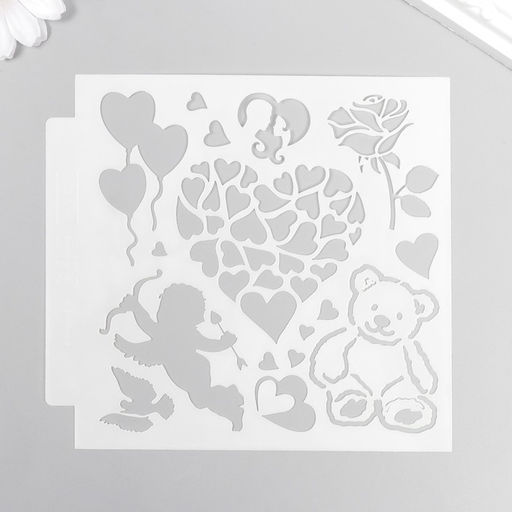 Цена за 3 шт. Трафарет для творчества «Любовь», пластик, 13×13 см