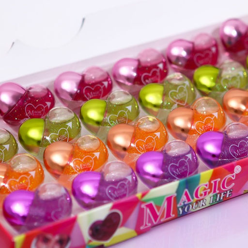 Цена за 24 шт. Блеск для губ «Сердечко», микс цветов и ароматов