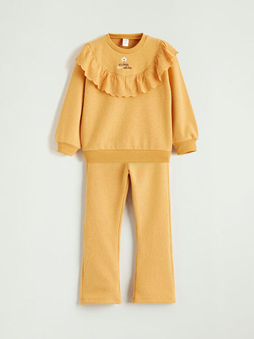 Bebe Yaka K?z ?ocuk Sweatshirt ve Tayt Pantolon