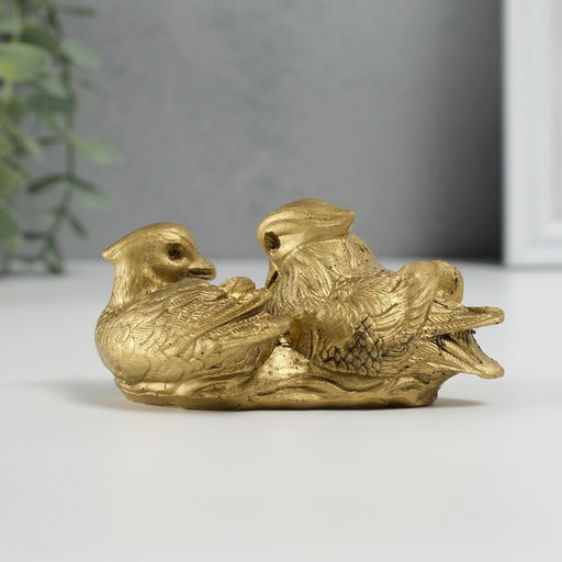 Нэцкэ фигурка «Уточки мандаринки вместе», 11×6×4.8 см, под бронзу