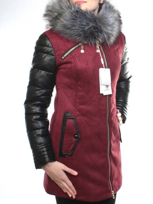 5137 BURGUNDY Парка женская зимняя (150 гр синтепон, искусственный мех)