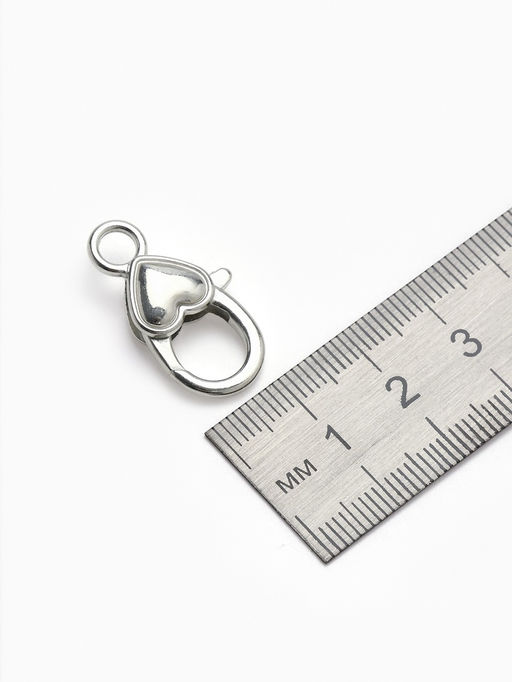 Цена за 2 шт. Замок-карабин Сердечко гладкое, (набор 3 шт.), 14?26 мм, цвет серебро