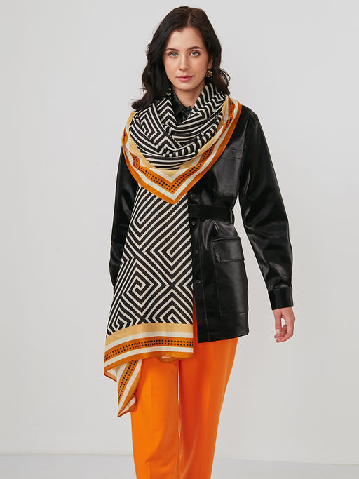 Большой, мягкий, тонкий и очень нежный двусторонний палантин с рисунком - Tantino фото 5