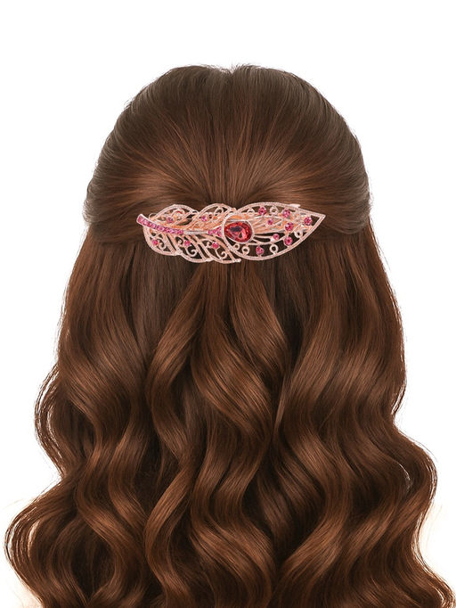 Цена за 2 шт. Заколка-автомат для волос «Маргарет», листочек, 9 см, золото