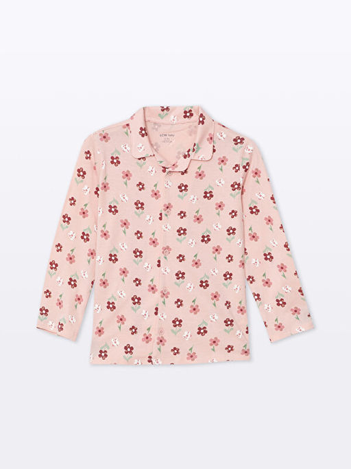 Polo Yaka Uzun Kollu Bask?l? K?z Bebek Pijama Tak?m? - Waikiki фото 2