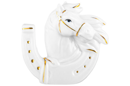 Фигурка декоративная 9*3*8,5 см Лошадь и подкова белая с золотом, фарфор - Elan gallery фото 3