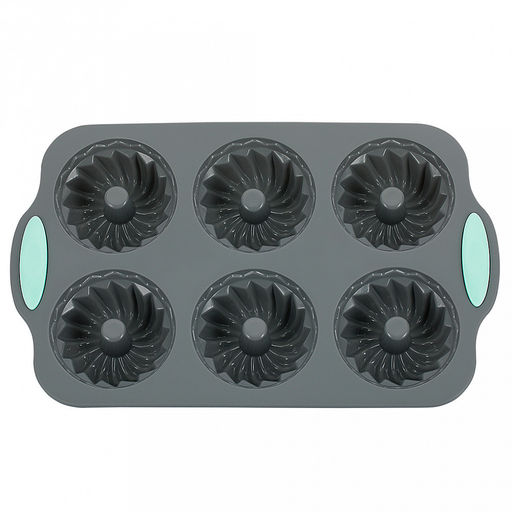 Форма для кексов "Linea Silicone", 6 ячеек, фигурная, силикон, "Regent" (Китай)