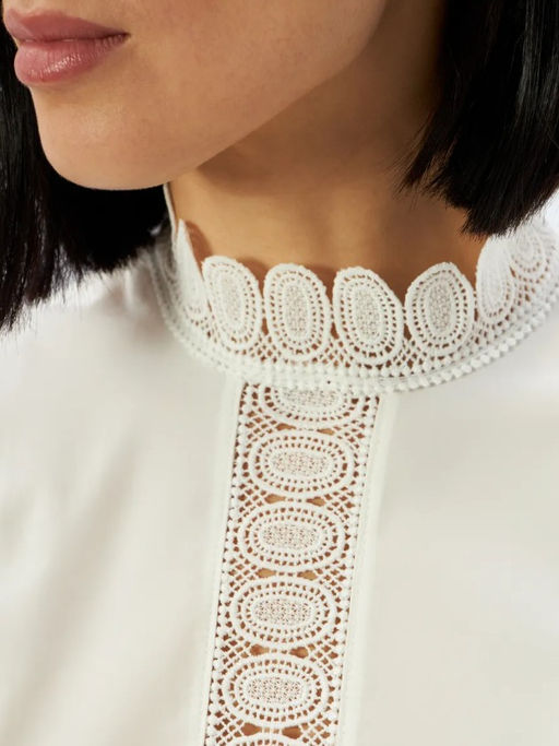 Блузка из хлопка с крыльями и кружевом OD-912-1 белый - Tantino фото 16