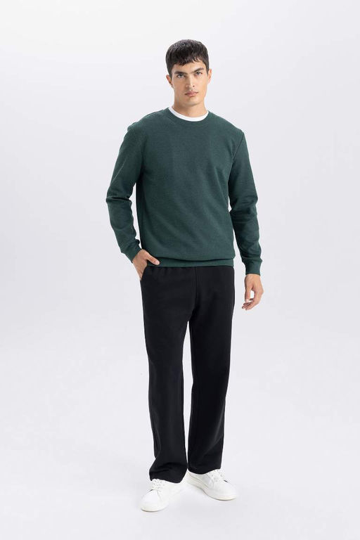 Жаккардовый свитшот стандартного кроя с круглым вырезом - Defacto фото 2