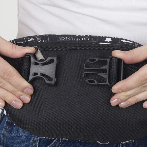 Сумка поясная на молнии, наружный карман, цвет чёрный