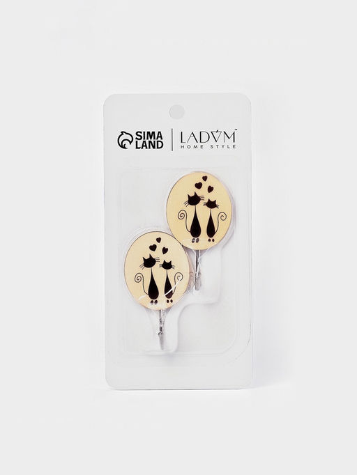 Набор самоклеящихся крючков LaDоm Wooden animals, 2 шт., 82.74.3 см