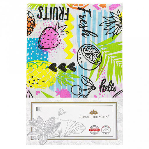 Скатерть 120х145см "ФрешФут б/з", длина стола до 105см, на 4 персоны, рогожка (хлопок 100%) 171г/м2, упаковка классическая, пакет ПВХ 28х41см, "Домашняя мода" (Россия)