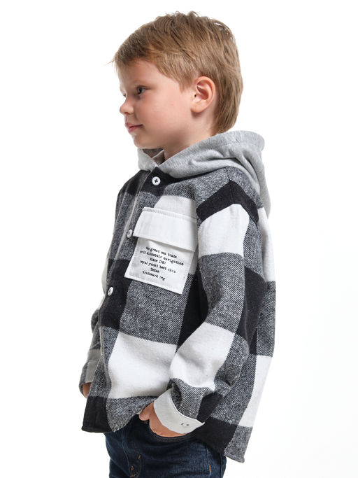 Рубашка с капюшоном комфорт и стиль UD 7988 клетка черная - Mini maxi фото 10