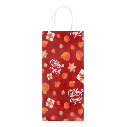 Цена за 3 шт. Пакет подарочный новогодний под бутылку, упаковка С Новым годом!, 25?12?33 см - UPAK LAND фото 4