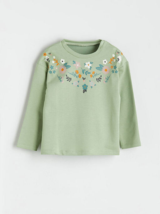 ?i?ekli K?z Bebek Ti??rt ve Pantolon 2li