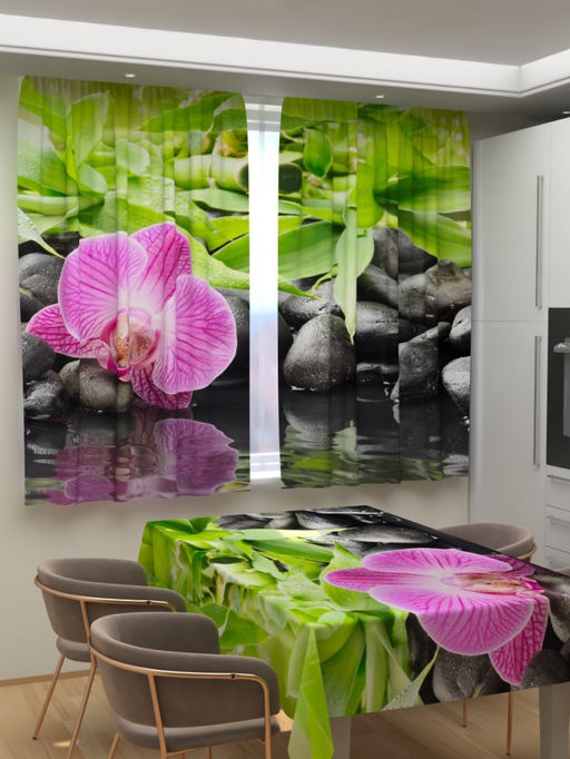 Фотошторы для кухни Несравненная орхидея Фотошторы ткань Димаут