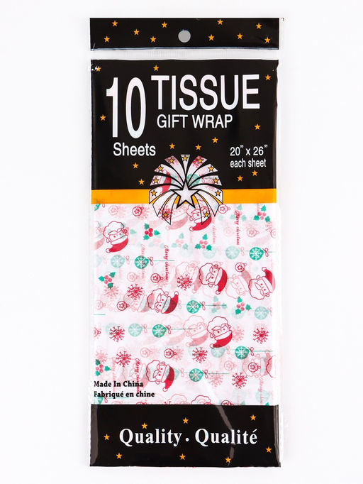 Цена за 10 шт. Бумага новогодняя упаковочная тишью Дед Мороз!, белая, 50?66 см