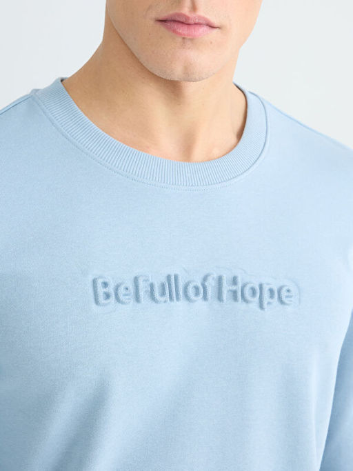 Bisiklet Yaka Bask?l? Erkek Sweatshirt