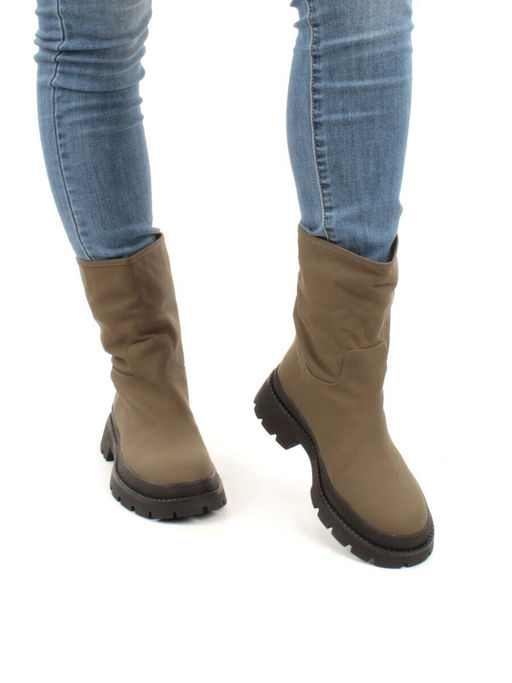 04-C188M Ботинки зимние женские (натуральная кожа (нубук) натуральный мех) - Фабричный китай фото 3