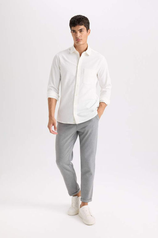 Мужские серые брюки скинни с мятым принтом Jogger - Defacto фото 3