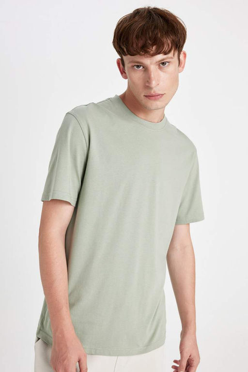 New Regular Fit Bisiklet Yaka Basic Duz %100 Pamuk K?sa Kollu Tisort - Defacto фото 2