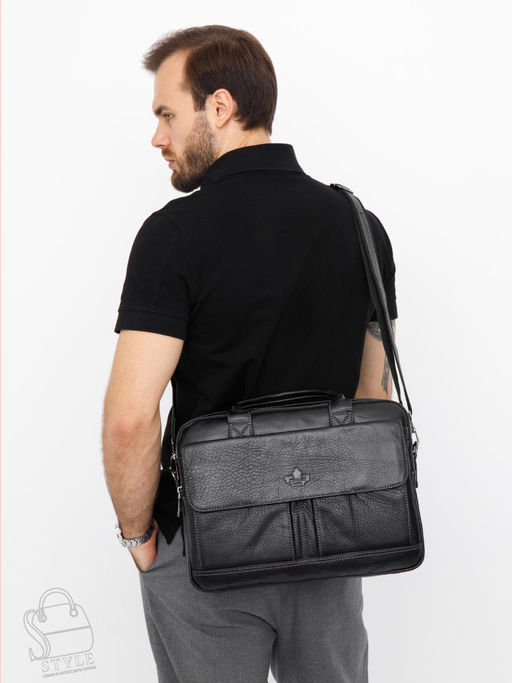 Портфель мужской кожаный 0883Z black Zinimsk
