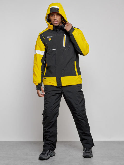 Горнолыжный костюм мужской зимний желтого цвета 6313J - Leifensh фото 5