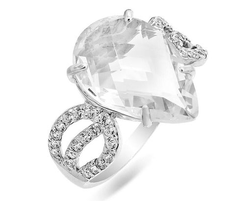 Кольцо из серебра горный хрусталь, КП11