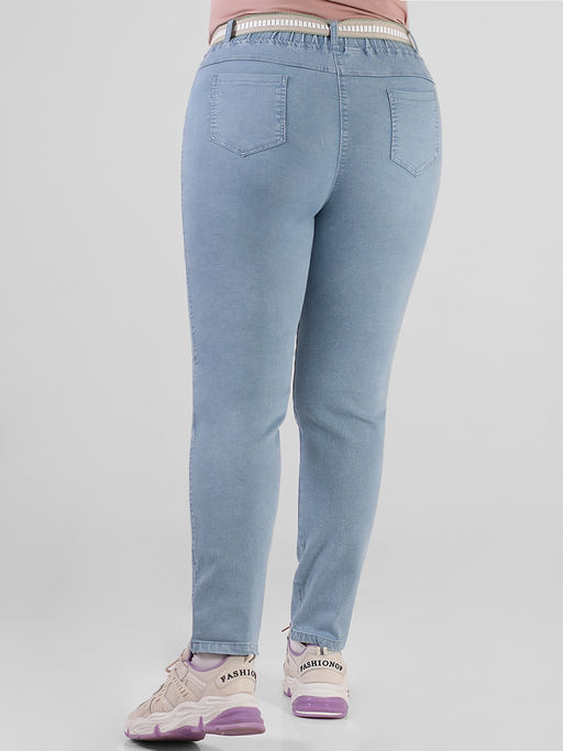 Голубые джинсы летние женские хлопковые - Almond фото 3
