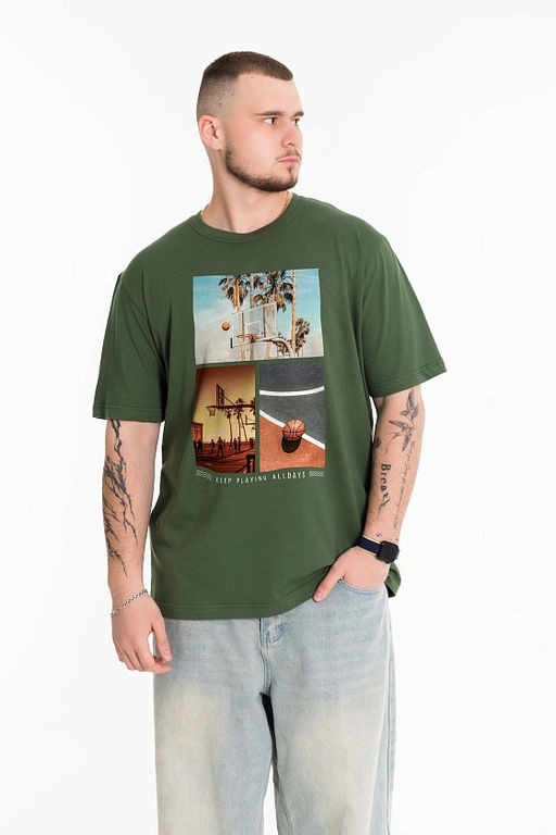 Футболка М125087Па хаки