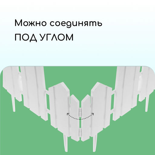 Ограждение декоративное, 25×170 см, 5 секций, пластик, белое, «Чудный сад»