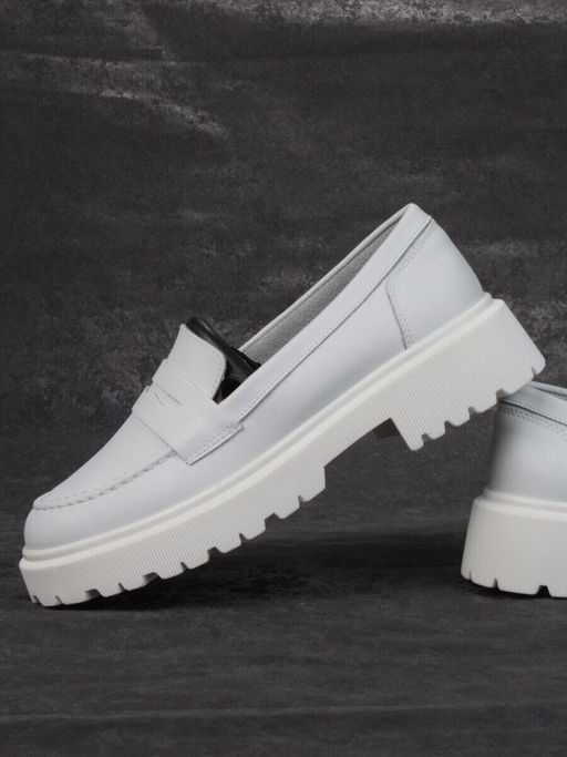 03-PDD178-1 GRAY WHITE Лоферы женские (натуральная кожа)