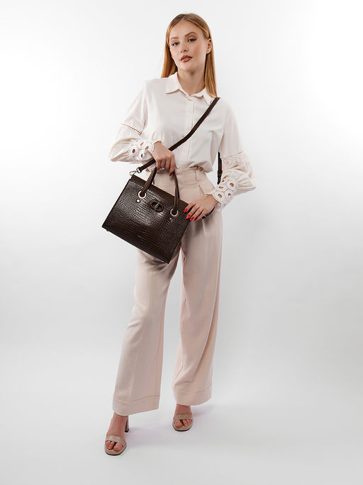 LACCOMA сумка WJD6707-коричневый эко кожа хлопок фото 8