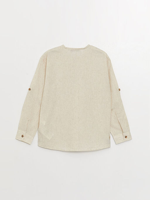 Hakim Yaka Rahat Kal?p Keten Kar???ml? Erkek ?ocuk G?mlek - Waikiki фото 2