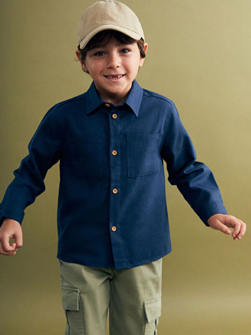 Basic Gabardin Uzun Kollu Erkek ?ocuk G?mlek