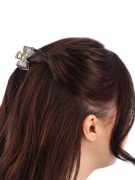 Цена за 6 шт. Крабик для волос «Дороти», бант двойной, 4 см, золото