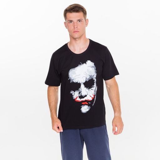 Футболка мужская, цвет черный, джокер, размер 60