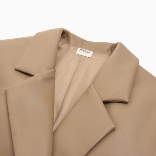 Пиджак женский (экокожа) MINAKU: Eco leather, цвет бежевый, размер 42-44