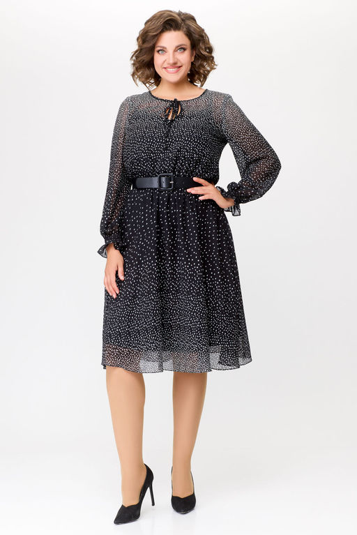 Платье Swallow 683 чёрный в белый горошек градиент фото 4
