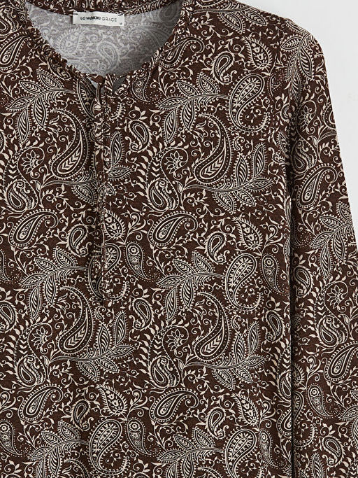 Ba?lamal? Yaka Desenli Bluz