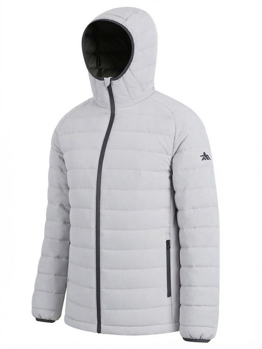 Куртка женская гибридная стёганая с капюшоном с графеновой подкладкой серого цвета 9622_1Sr