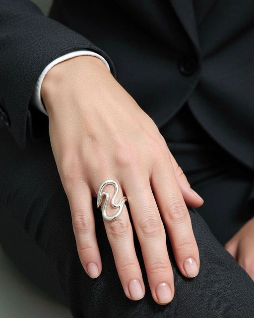 Кольцо с белым серебрением